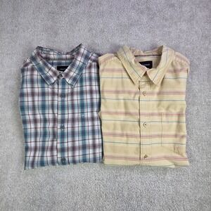 MARMOT Men's Short Sleeve Shirt Lot (2) XL Plaid Stripes Outdoor Comfort Fishing